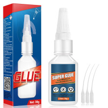 30g Superglue, Super Glue All Purpose for Accurate Repairs, Instant Strong Glue with Anti Clog Cap and Droppers, Superglue for Plastic, Metal, Glass,