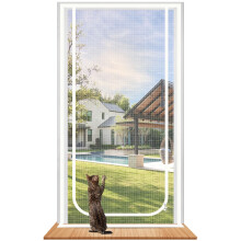 Earrck Cat Screen Door, Reinforced Mesh Screen Door for Introducing New Cats, Keep Pets Indoor & Allow Fresh Air Flow, Scratch Proof, Double-Sided Zi