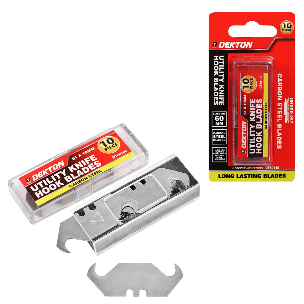 Dekton 10Pc Hook Blade Set | Ideal For Precision Cutting, Carpet Installation, And More | Durable Steel Construction 5051226652691