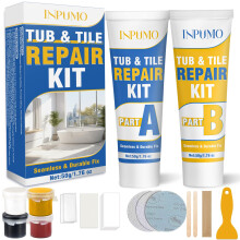 Inpumo Shower Tray Repair Kits, Tile Repair Kit, Bathtub and Sink Repair Kit, Bath Enamel Repair Kit (Color Match) for Chips Dents Cracks Holes Scrat