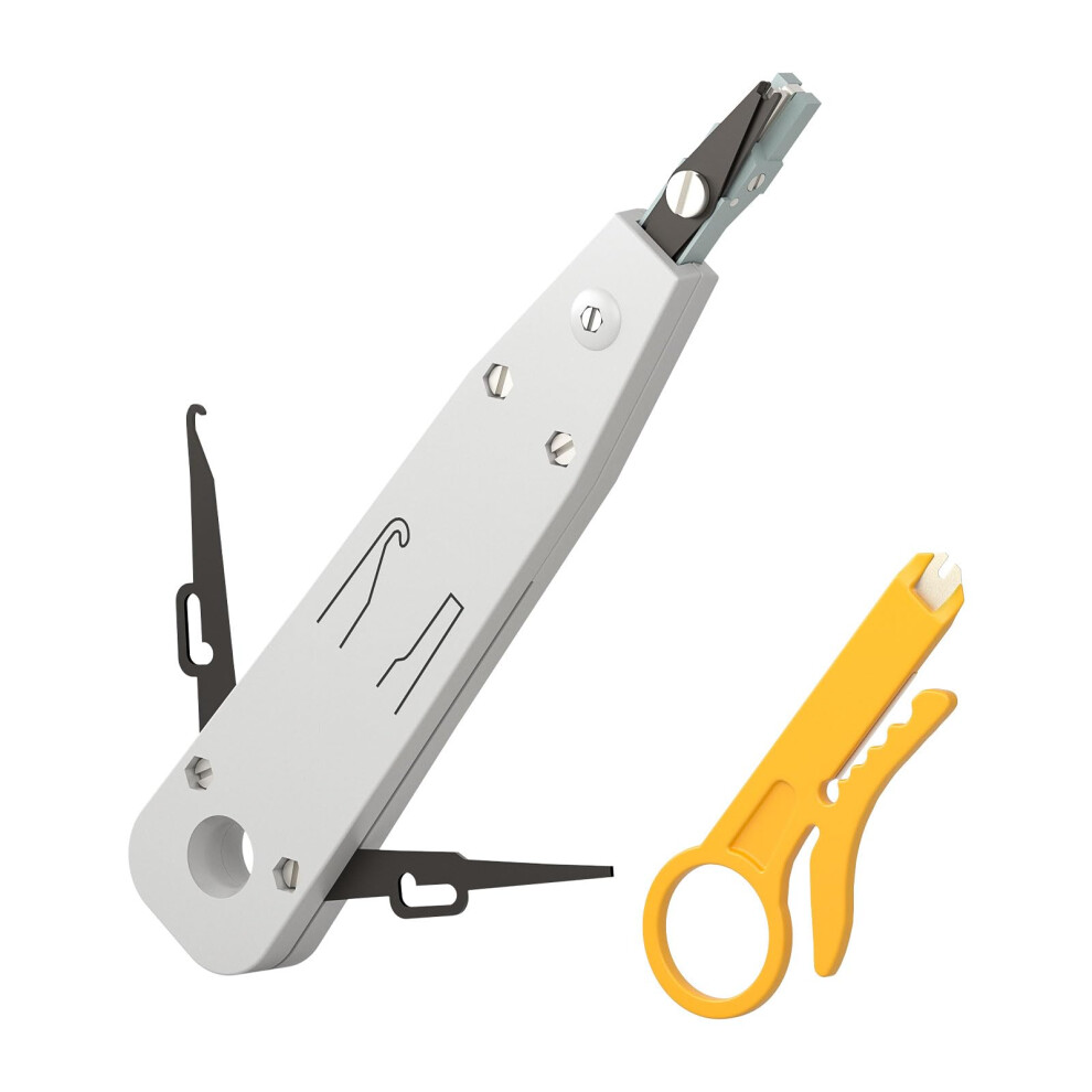 Iwillink Punch Down Tool With Wire Stripper Combo, Professional Ethernet Krone Tool For Rj45 Socket Cat5/Cat6/Cat7 & Telephone Cable, Impact Idc Netw 31878081