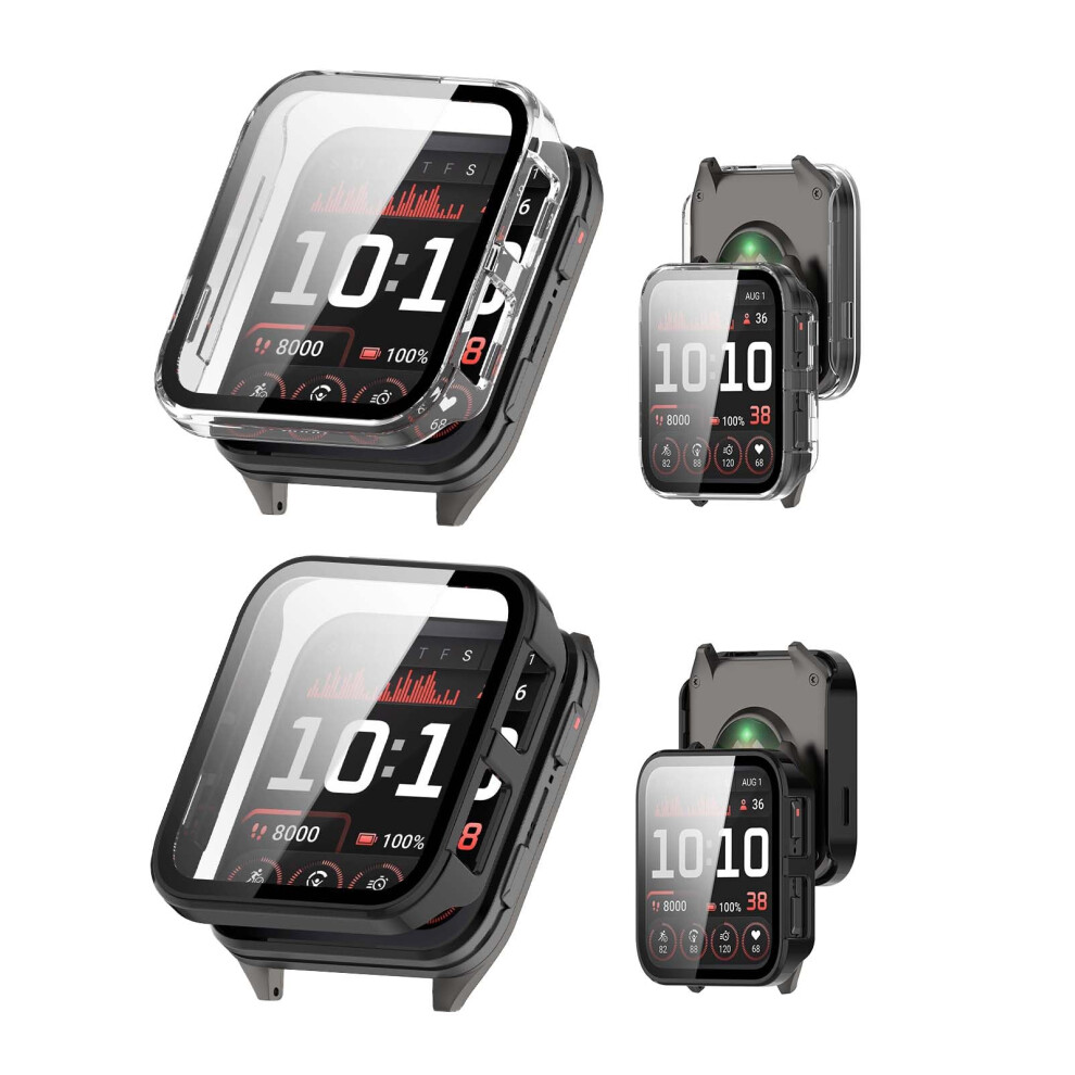 2 Pack Protective Case With 9H Tempered Glass, Full Coverage, And Clear For Garmin Venu X1 Black 9455672900911