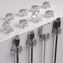 WeServin Cable Clips Clear 12 Pack - Self Adhesive Cable Tidy for Whole Home Organisation & Cable Management, Low Profile & Renter Friendly Clips for