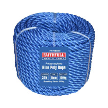 Faithfull Blue Poly Rope Coil - 8mm Dia x 30 Meters, Max Load 100kg, Breaking St