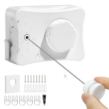 Retractable Clothesline 16.7 ft Heavy Duty 44 lb Wall Mounted RustProof Stainless Steel Indoor Outdoor Drying Line White