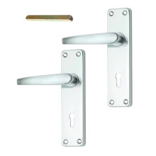 Merriway BH00002 Bright Aluminium Lock Handle Set, 150 mm (6 inch) Plate , Grey