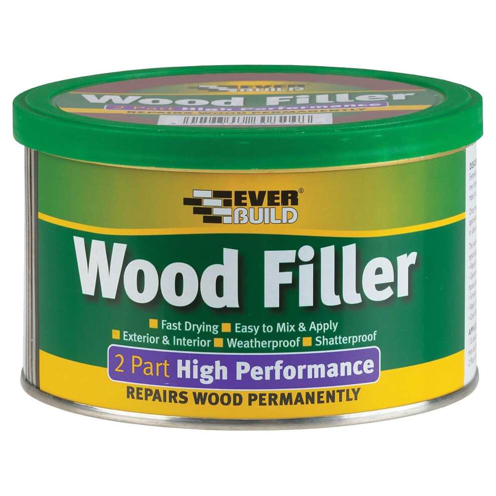 Everbuild 2-Part High Performance Wood Filler – Fast Drying – Weatherproof – Easy To Mix And Apply – Mahogany – 500G
