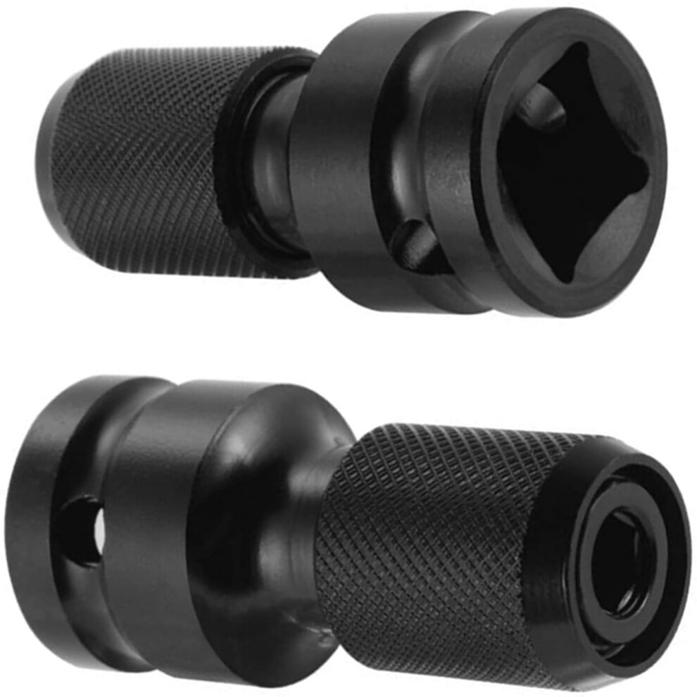2 Pack 1/2 Square Drive To 1/4 Hex Shank Socket Adapter Quick Release Chuck Converter For Impact Ratchet Wrench And Screwdriver Bit Holding Socket 5051226896330