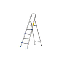 The Workplace Depot 5-Step Aluminium Step Ladder with Anti-Slip Feet & Handrail, 150kg Max Capacity, Lightweight & Easy to Store, Perfect for Kitchen
