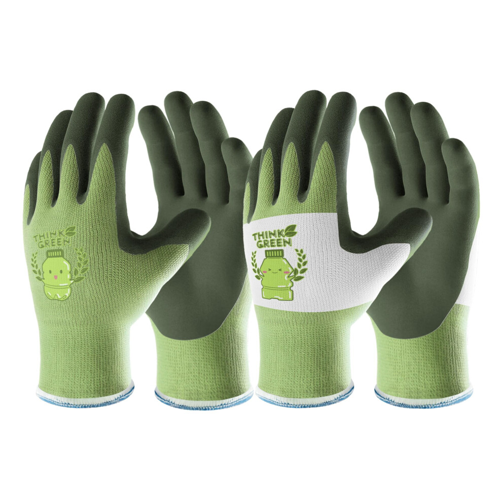Photos - Safety Equipment COOLJOB Kids Gardening Gloves for Age 9-12, 2 Pairs Recycled Polyester Toddler Gloves for Boys Girls, Breathable Rubber Coat
