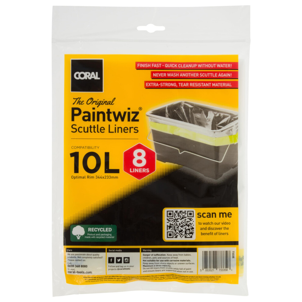 Coral 73335 Paintwiz Paint Scuttle Liners With Coreflex 10 Litre 8 Piece Pack Fast Easy Cleanup 5000950234406