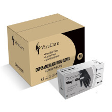 ViraCare 1000 x Black Disposable Gloves Medium | Vinyl Gloves Disposable | Latex free Glove | Powder Free Glove | Strong And Non-Sterile | (Medium, 1