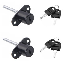 ZHIQIN 2-Piece Cabinet Plunger Drawer Lock for Wardrobe, Display Cabinet and More (Black)