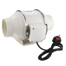 Inline Bathroom Extractor Fan 100mm /4 Inch, In Line Duct Fan Mixed Flow 220m³/hr - Grow Room Fan Tent Hydroponic Ventilation System