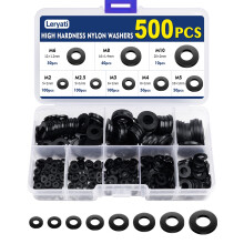 500 Pcs Nylon Plastic Washers, Leryati Black Round Spacer Washer Assortment, Pressure Washer O Rings Spacers