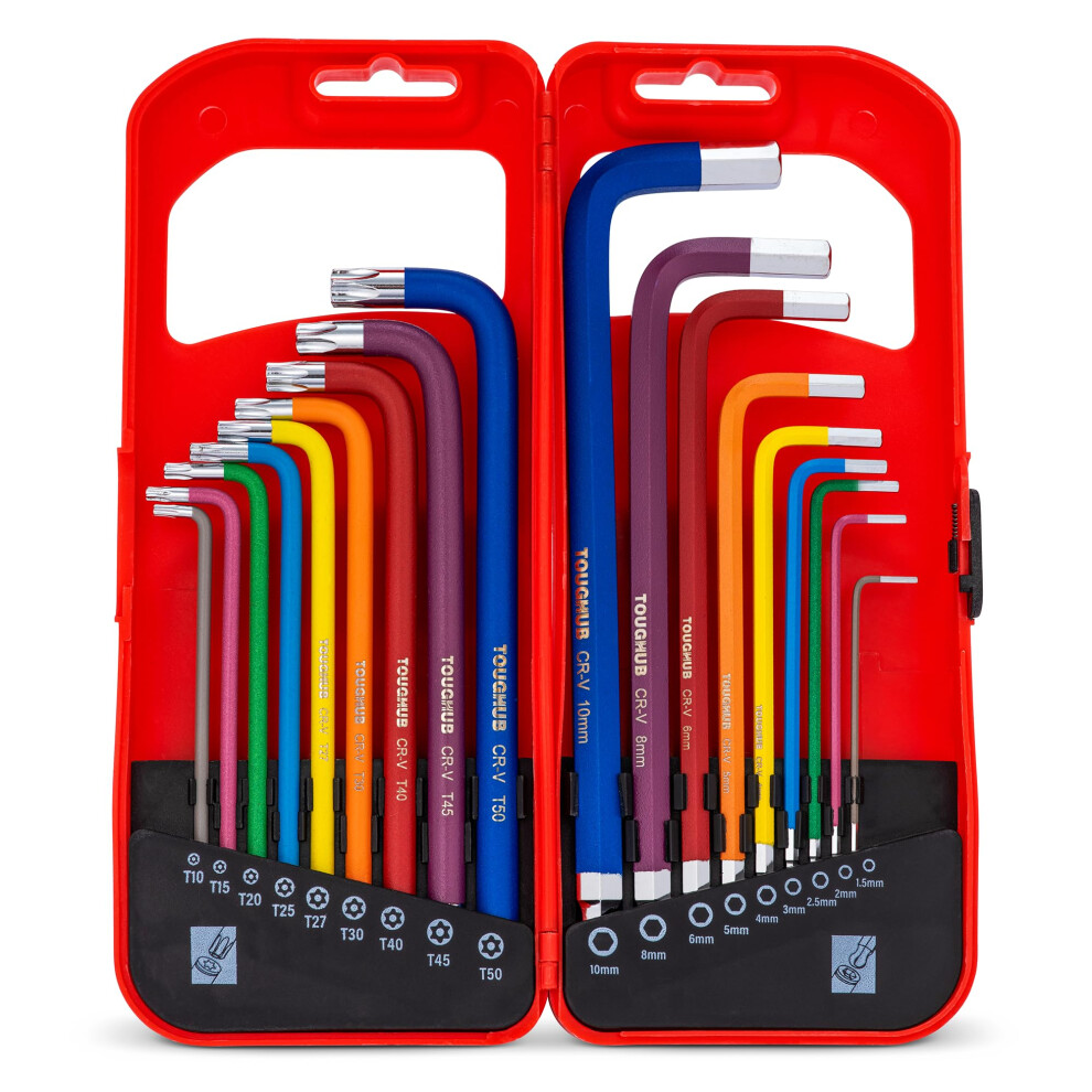 Toughhub 18 Pcs Allen Key Set Metric & Torx Colour Coded Long Armed Hex Key Set - Image 5