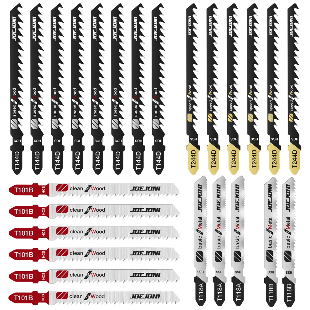 Photos - Cutting Disc JOEJONI Jigsaw Blades Set, 25 PCS T-shank Jigsaw Blades, Jigsaw Blades with Storage Case, Jigsaw Accessories for Wood, Plast