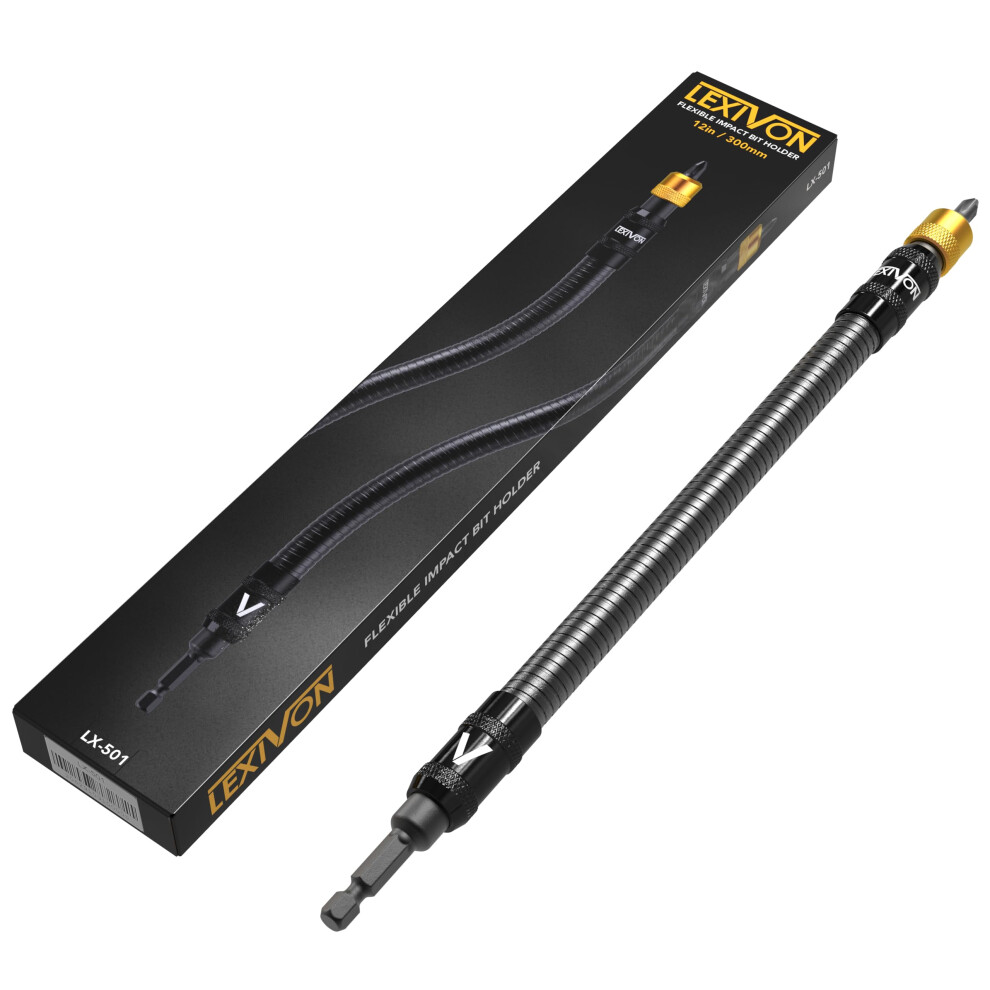 Lexivon 12-Inch Flexible Drill Bit Extension With Quick-Release Holder, 1/4 Inch Hex Shank (Lx-501) 5002745547418
