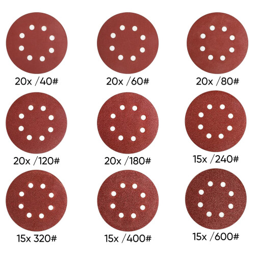 SHALL 160pcs 125mm Sanding Discs, (Hook and Loop 40/60/80/120/180/240/320/400/600 Mixed Grit) 2