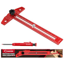 Saker Aluminum Alloy Sliding T-Square, Precision Angle Adjustment Scriber Marking Line Drawing Aid, Adjustable