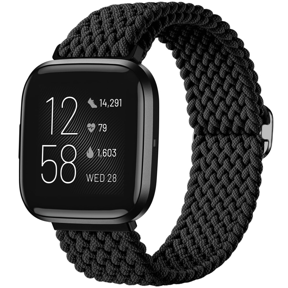 Braided Stretchy Nylon Band With Adjustable Buckle For Fitbit Versa 2 And Versa Lite Se Everyday Wear 9174973527916