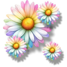 x9 Colourful Daisy Flower Vinyl Sticker, Floral Decal Cover up Marks, Multi-Purpose Ideal for Bin, Car, Laptop, Bike, Wall, Dustbin. Camper Van & Mor