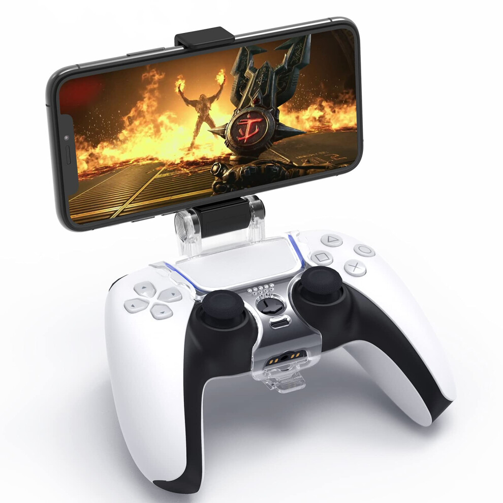 Phone Mount For Ps5 Controller With Adjustable Viewing Angle And Secure Lock Clip Holder 9455672901499