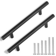 Starvortex 20pcs Matt Black Kitchen Cupboard Door Handles, 130mm Black Cabinet Handle, Stainless Steel T Bar Handles