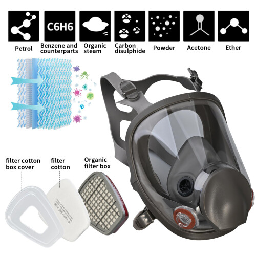 Faburo Safety Full Face Cover Dust Gas Face Cover with 10 Replaceable 1