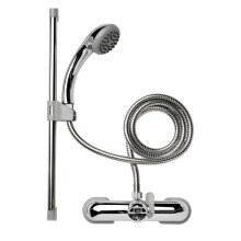 Croydex Shower Head and Hose Mixer Set with Riser Rail - 1.5m Shower Hose and Handset with Rub Clean Nozzles, Easy Install Wall Mounted Rail for Bath