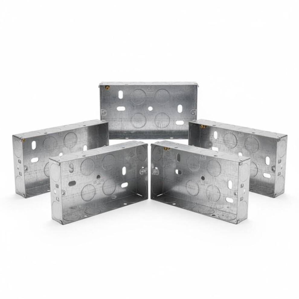 Photos - Other Electrical Equipment 5 x Double Metal Back Box 25mm Flush Wall Pattress / 2 Gang Electrical Sockets