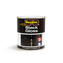 RUSTINS Quick Dry Black Gloss Paint 1L-Fast-Drying Water-Based Coating for Wood and Metal; Durable Hard-Wearing Finish with Smooth Gloss Shine; Low O