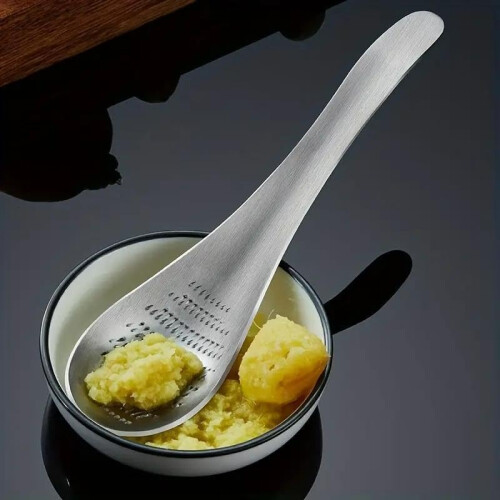 Stainless Steel Ginger Garlic Grater Spoon, Manual Dual Function Press for Easy Kitchen Use, 1/2pcs