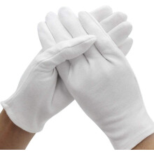 VOARGE 10 Pairs White Cotton Gloves, Size XL, White, Care Cotton Gloves, Comfortable and Breathable, for Dry Hands, Eczema, Beauty, Coin, Jewellery a