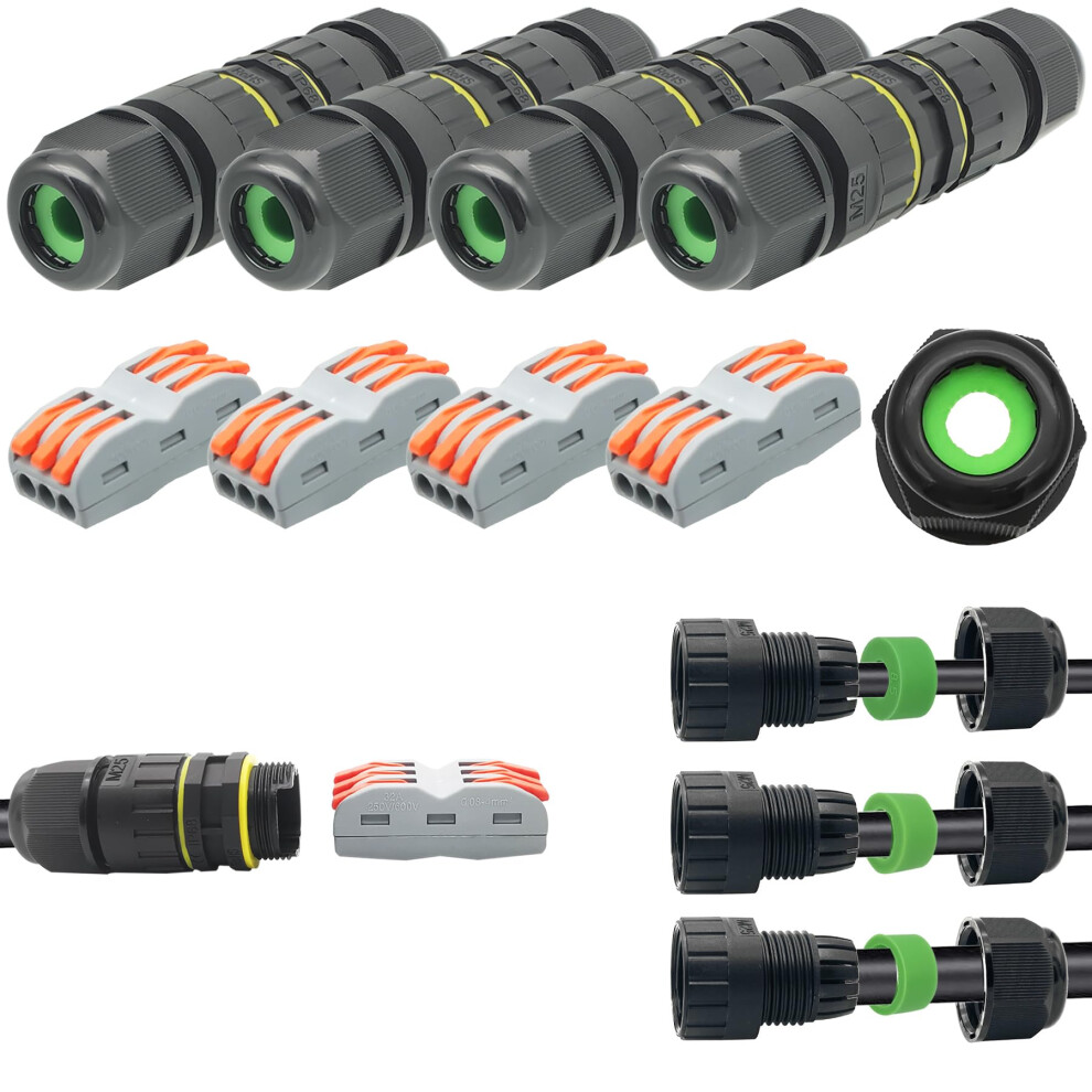 Ctricalver Waterproof Junction Box Outdoor Cable Connector New Ip68 Connector External Sleeve Coupler 5Mm-14Mm (Pack Of 4) 5051226561269