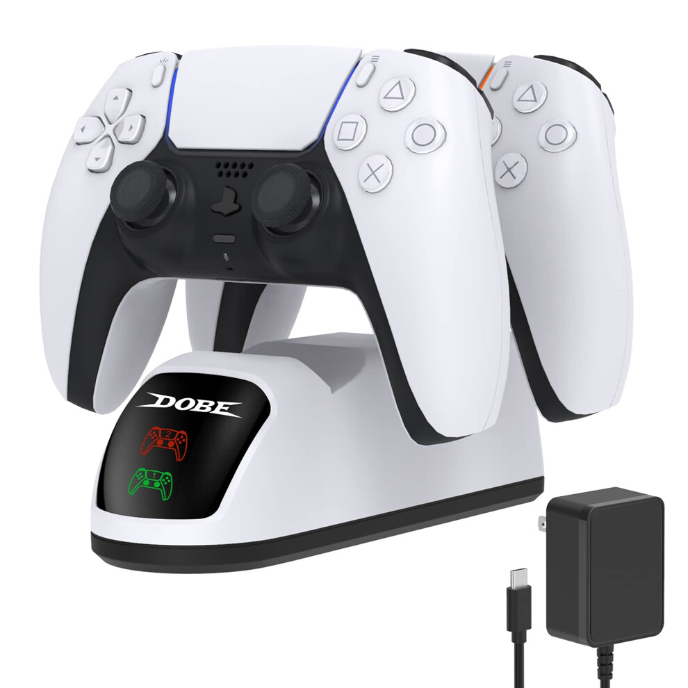 Dual Dock Charger With Adapter And Led Indicator For Fast Charging For Ps5 Controller And Dualsense 9455672901802