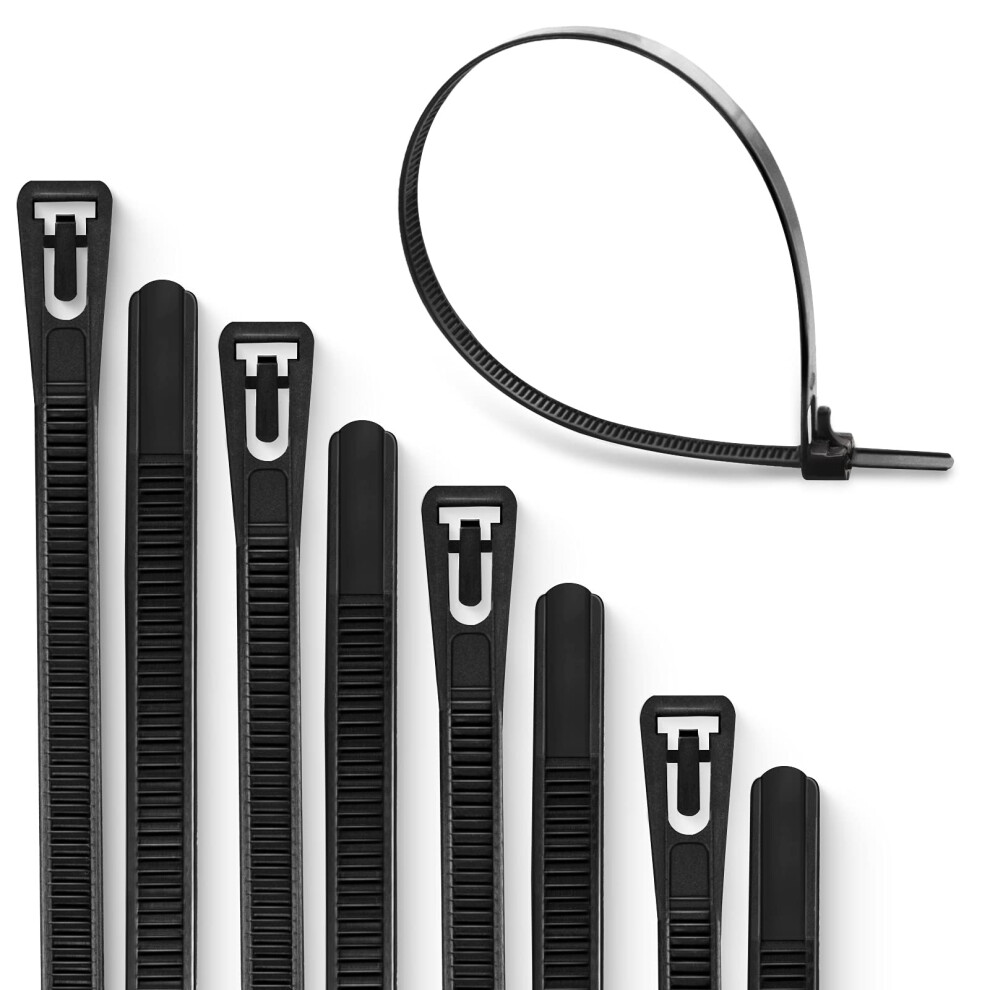 Meccion 100 Piece Releasable Cable Ties, Heavy Duty Reusable Tie Wraps, Strong Nylon Zip Ties (250Mm X 4.8Mm, Black) 70683752