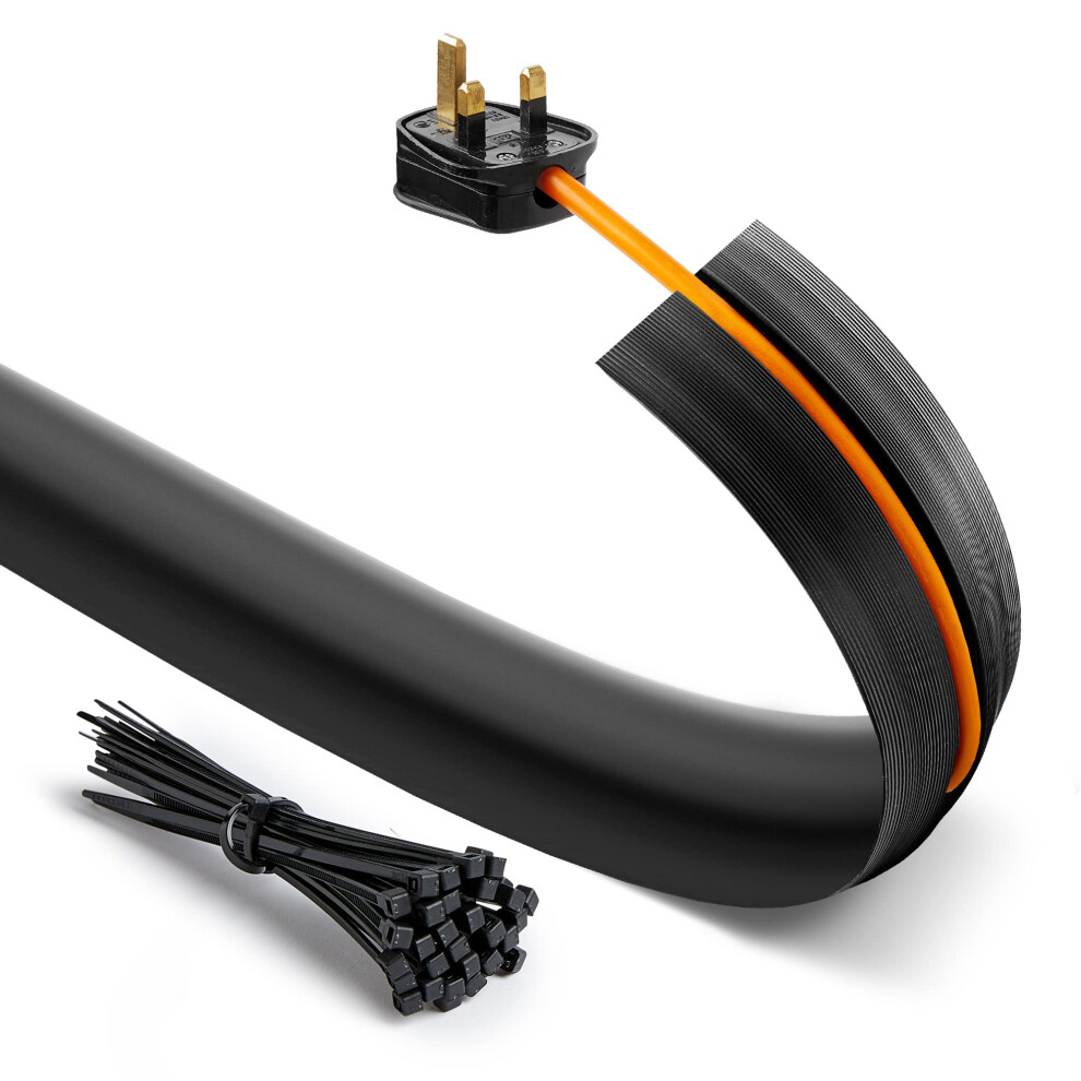 Photos - Electrical Wire & Cable Deeba UK Floor Cable Cover Protector with Pack of Cable Ties | Medium Duty Wire Cover with Non-Slip Base, Protect Cables & P