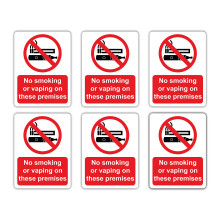 Dam Words 6 x No Smoking on these Premises Sign | 10 x 7.5 cm No Smoking No Vaping Stickers for Indoor/Outdoor | No Smoking Table Sign