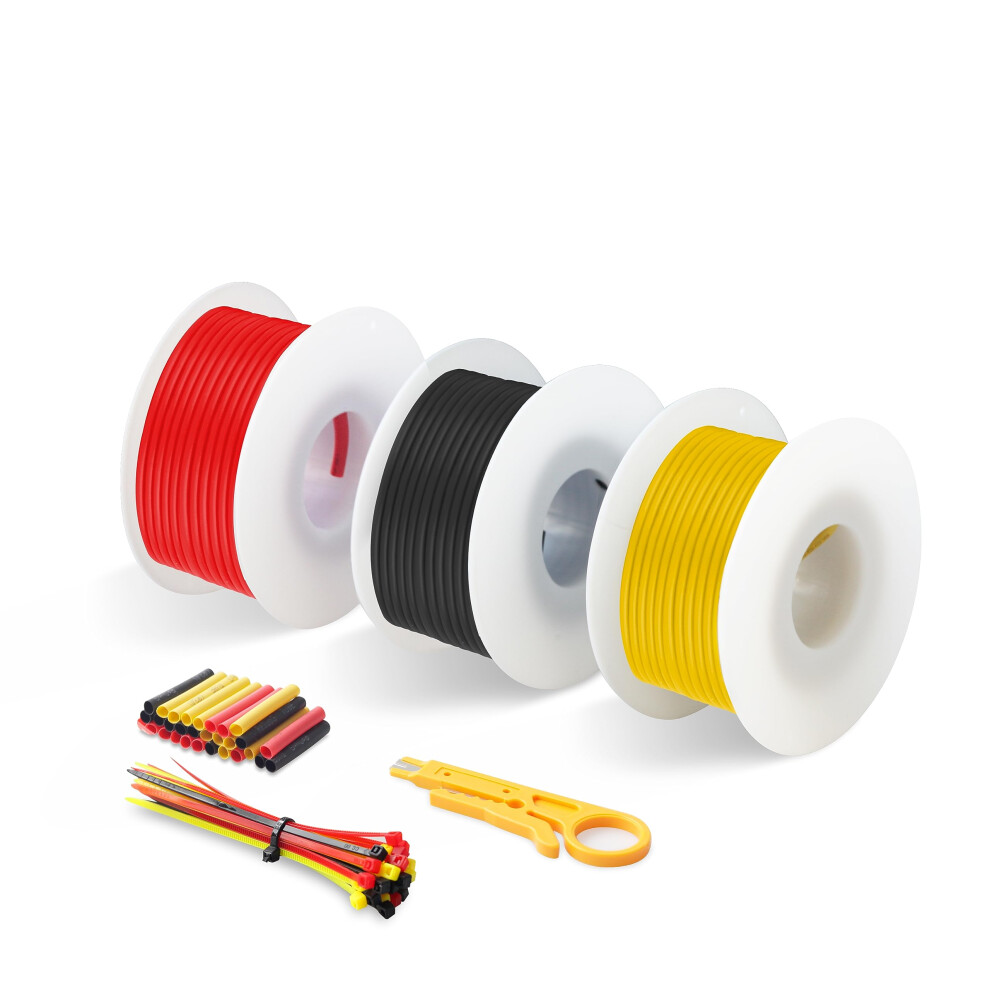 Electrical Wire,Silicone Electrical Wire- Huluwa 0.5Mmâ² 20 Awg Flexible Silicone Wire(3 Color 8M/26Ft Each) Tinned Copper Wire Stranded Wire, Hook Up 38511301