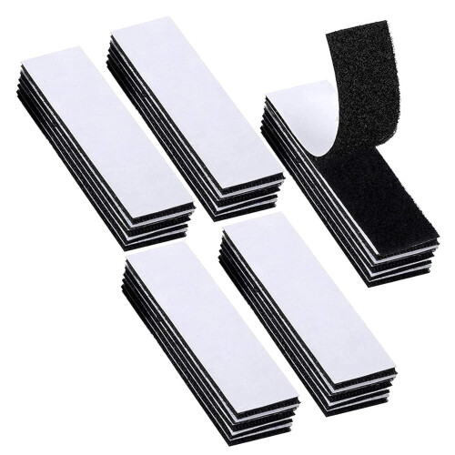 25pcs Hook Loop Strip Tape,Heavy Duty Hook Loop Tape Strips,3 * 10cm Double-Side Reclosable Hook Loop Strips Tape,Self Adhesive Sticky Back Double Si