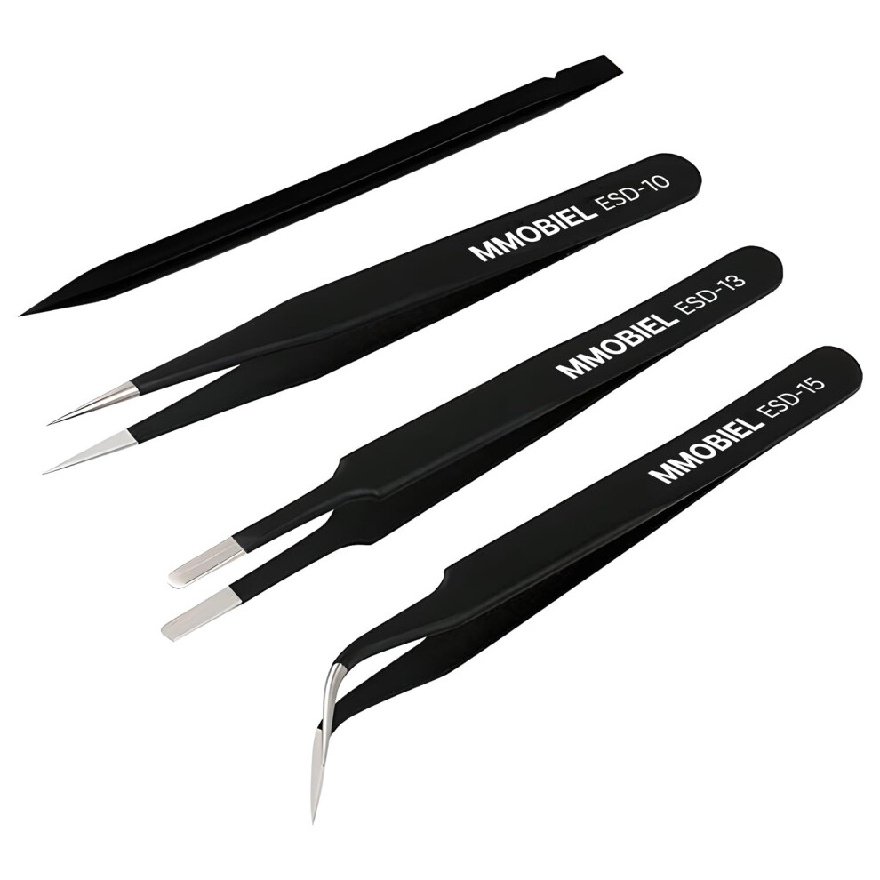 Mmobiel 3X Industrial Precision Esd Tweezers Anti-Static Stainless Steel For Electronics Tools, Jewelry, Computer, Laboratory Work, Crafts And Hobbie 86783897