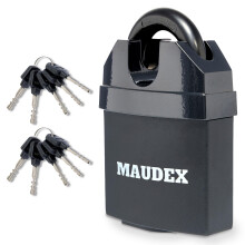 Maudex MDL60 Heavy Duty Padlock with 10 Keys - [Anti Drill, Anti Pick Cylinder] - [Closed Shackle] - Outdoor Padlock for Shed, Gate, Garage, Contain