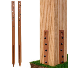 GROWNEER 2PCS Timber Fence Post Repair Stakes Kit 75cm (29.5") Heavy Duty Fence Post Stakes Ground Spike Reinforces and Repairs Damaged or Broken Post
