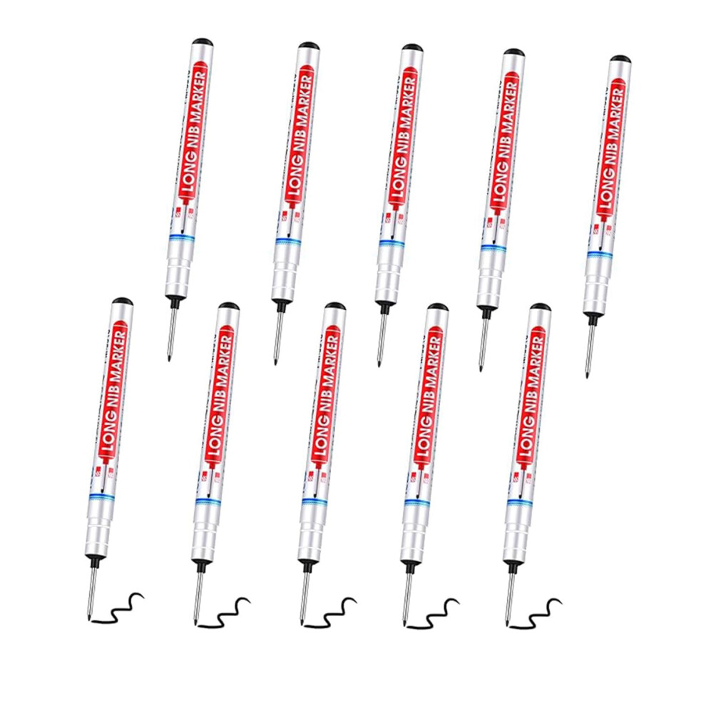 Ylydmy 10 Pieces Deep Hole Marker Pens,20 Mm Long Head Deep Hole Marker Pen,Woodworking Markers,Marking Tool For Permanent Marking Of Hard To Reach A 17629010