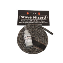 The Stove Wizard Black Stove Rope Kit 14mm x 2.5m Long with Large 50ml Super Seal Adhesive Flues Glass Door Seals Wood Log Burner Multi Stove Replace