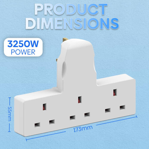 Multi Plug Adaptor, 3 Way Plug Adapter Uk Surge Protected Triple Adapter Plug Extension Socket Electric Wall Plug Extender for Home, Office, Kitchen 1