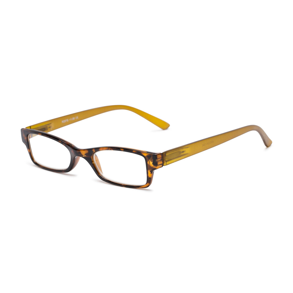 Reading Glasses +1.50 Magnification Tortoise Olive Rectangle Frame for Men and Women