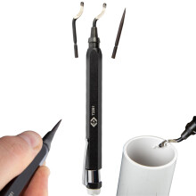 C.K Tools 2-in-1 Deburring and Scribe Tool, 2 HSS Deburr Tips, 1 HSS Scribing Tip, Pocket Clip, Internal Storage, Black Oxide Finish, For Metal Plast