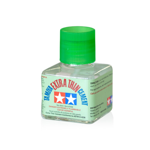 Tamiya Tamiya Extra Thin Liquid Cement Glue with Applicator Brush - 40ml Bottle - 87038